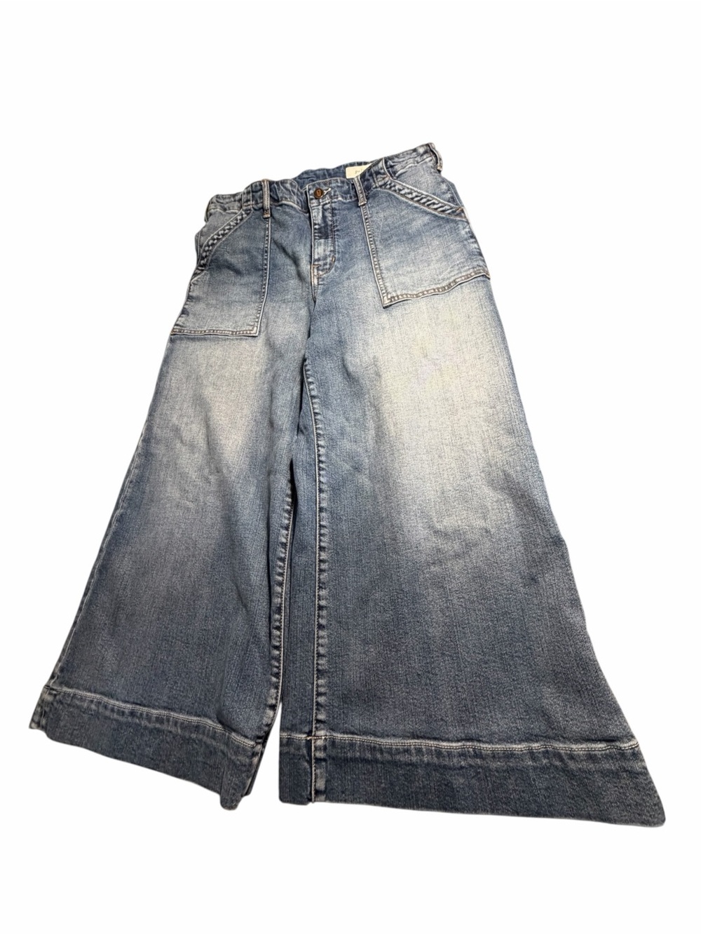 Pilcro and the Letterpress Utility Patch Pocket Wide-Leg Crop Jeans Sz 31 - Picture 4 of 13